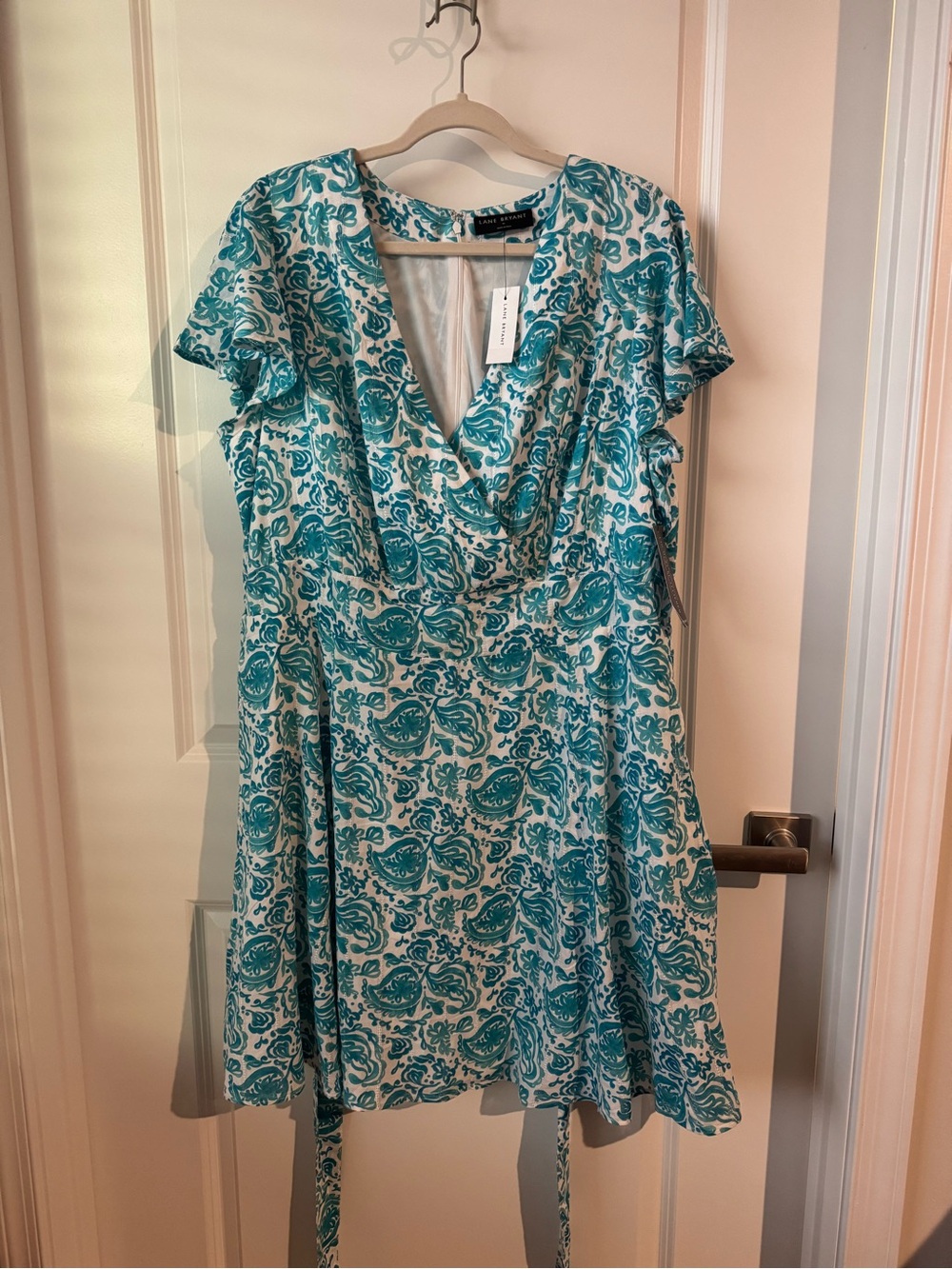 Lane Bryant Teal and White Paisley Maxi Dress